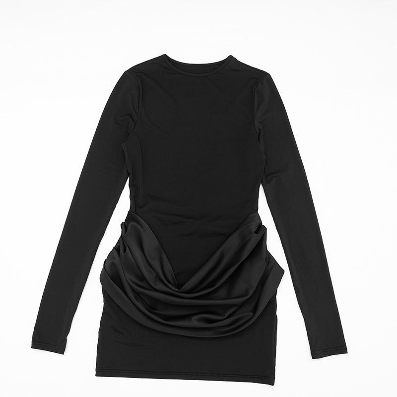 MB1418 Satin Ruched Waist Bodycon Mini Dress for Women