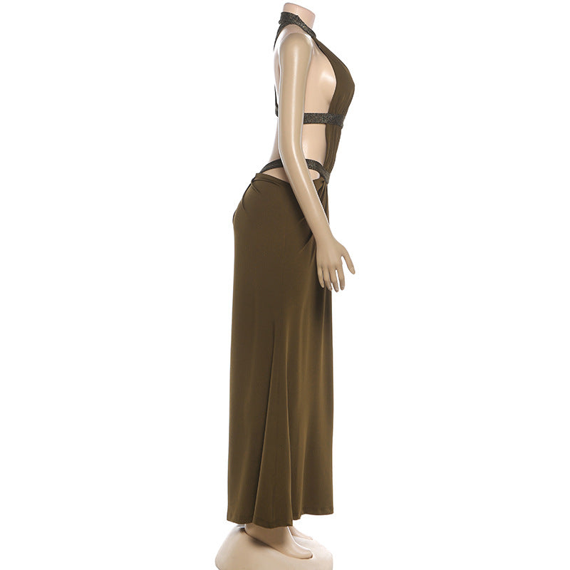 MB1527 Women's Halter Cut Out Maxi Dress