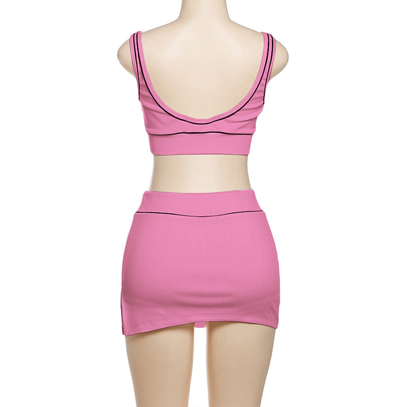 MB1115 Crop Top & Bodycon Mini Skirt Two Piece Set