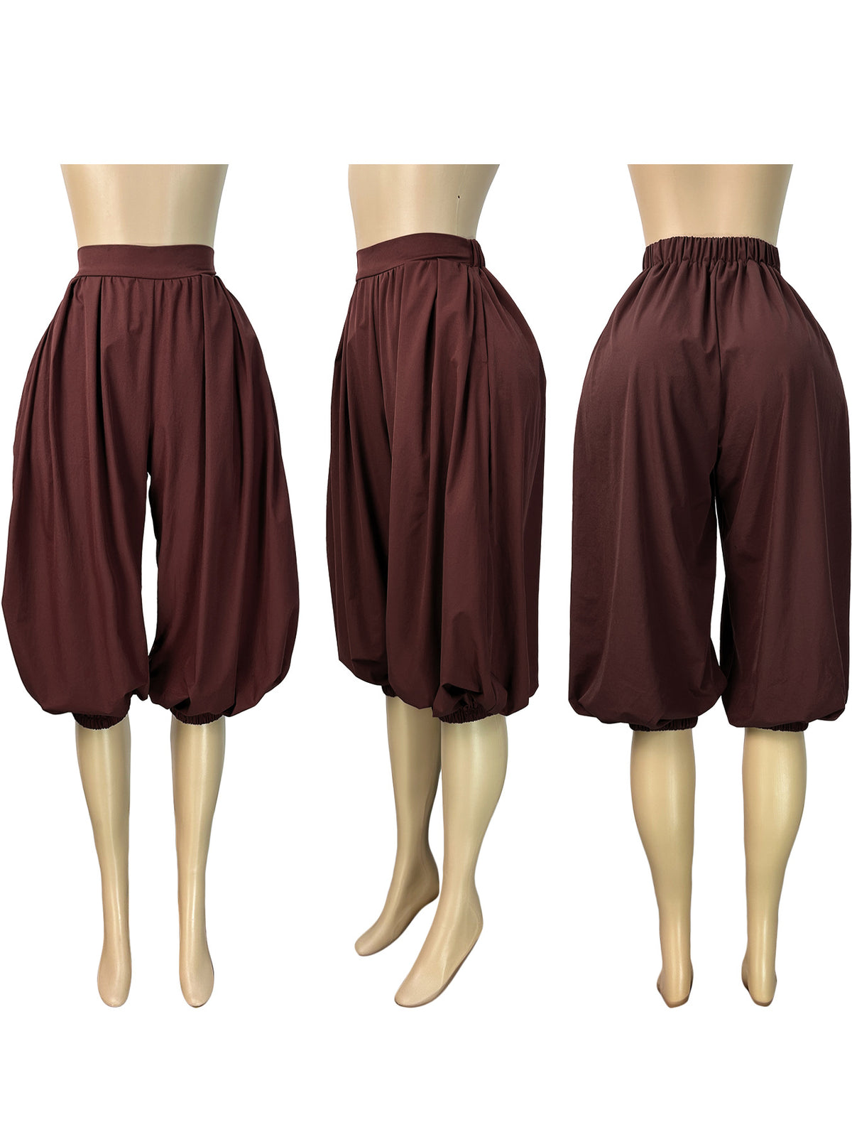 MB1737 High‑Waist Loose Lantern Harem Capri Cropped Pants