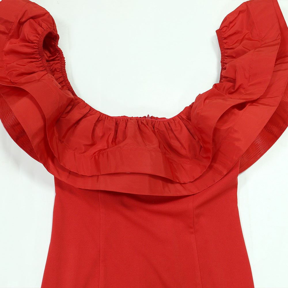 MB1208 Women's Off-Shoulder Ruffle Mini Dress