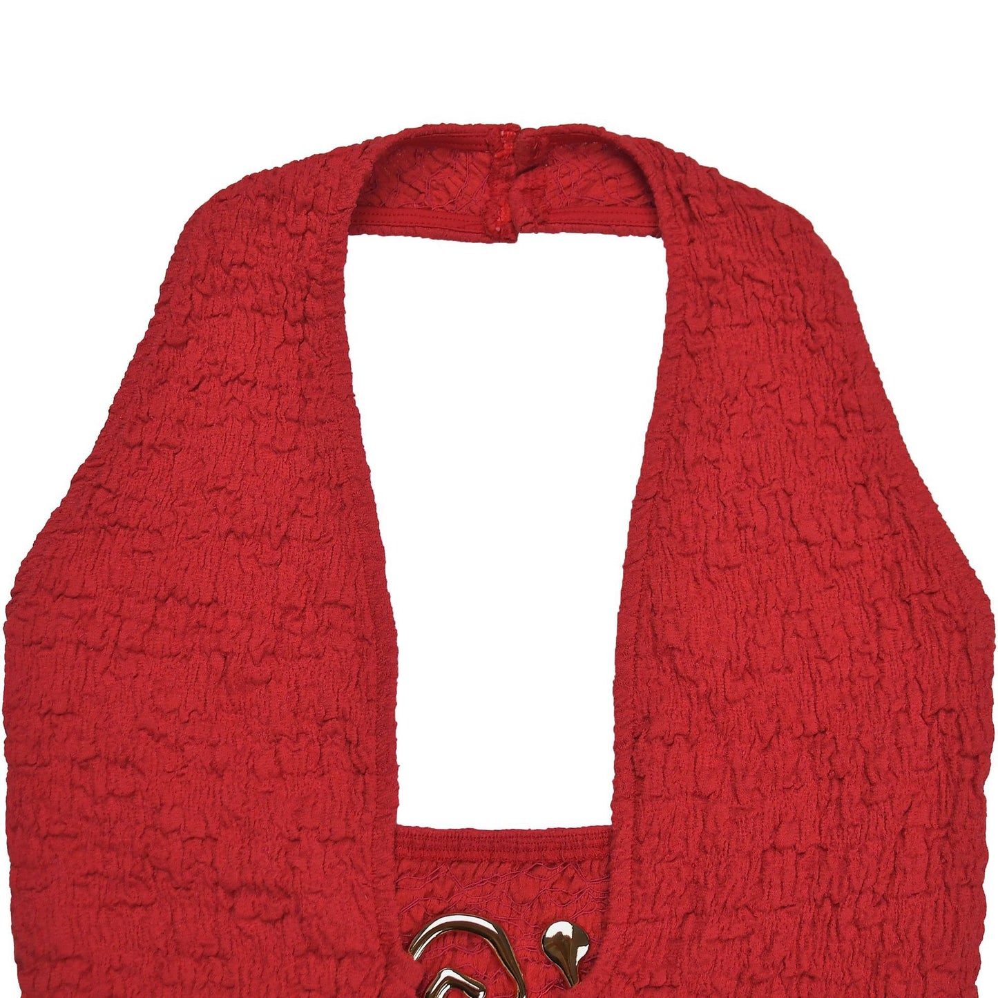 MB1613 Halter Neck Cutout Maxi Dress with Gold Accent