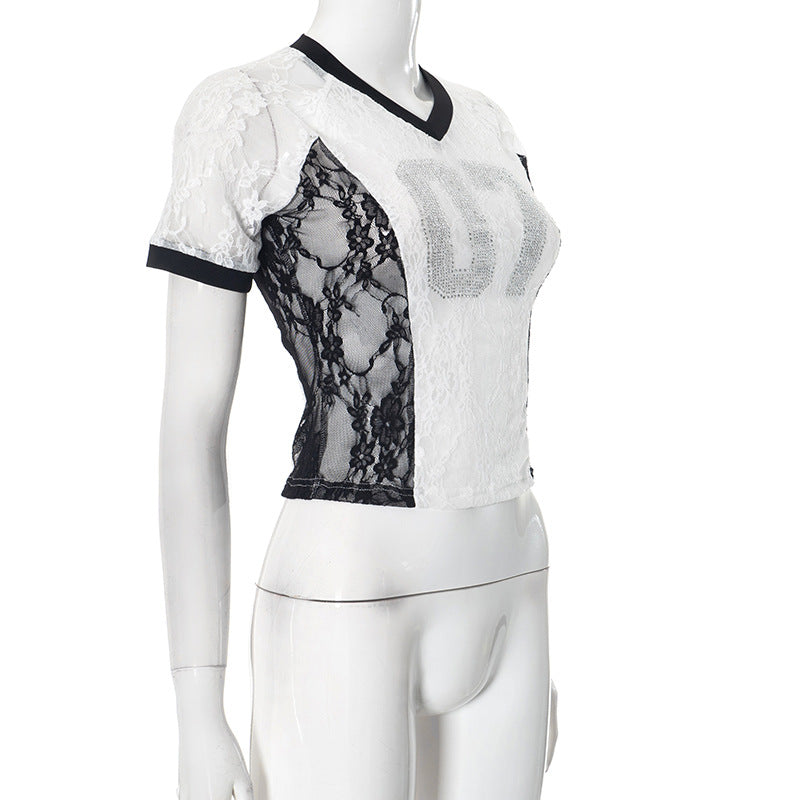 MB1003 Mesh Shirts for Women with Rhinestones
