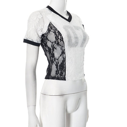MB1003 Mesh Shirts for Women with Rhinestones