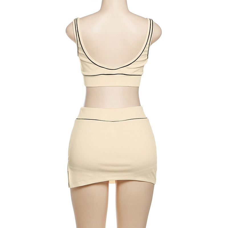 MB1115 Crop Top & Bodycon Mini Skirt Two Piece Set