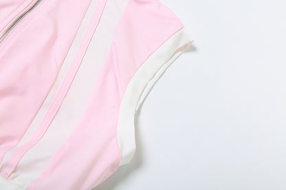 MB1105 Zipper Crop Top and Mini Skirt Set