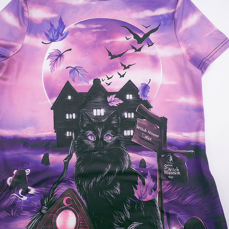 MB10103 Halloween Graphic Short-Sleeve T-Shirt Dress