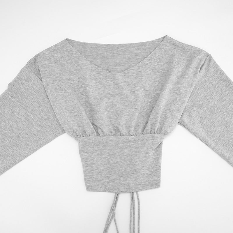 MB1411 Tie-Back Cropped Top & Fold-Over Shorts 2-Piece Set