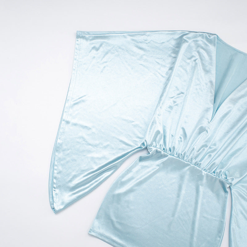 MB1072 Batwing Sleeve V-Neck Bodycon Mini Dress