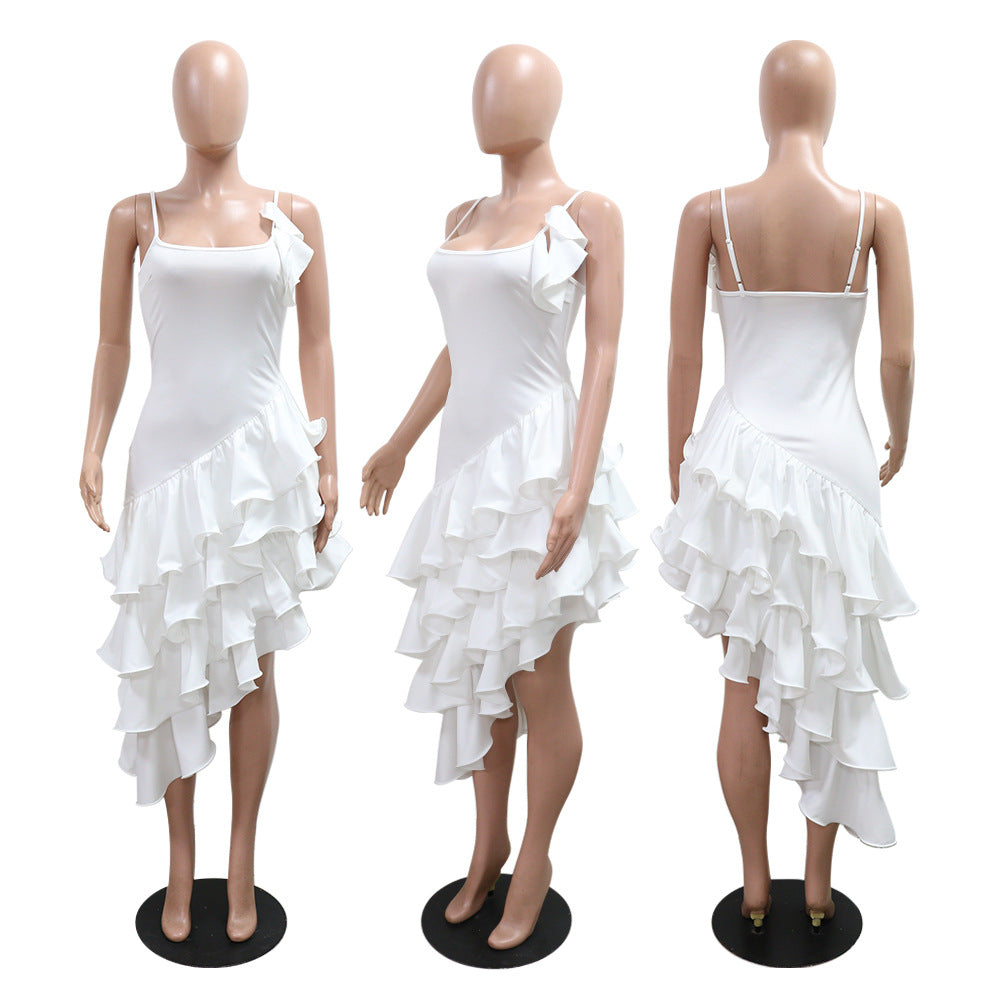 MB1207 Women's Ruffle Spaghetti Strap Dress