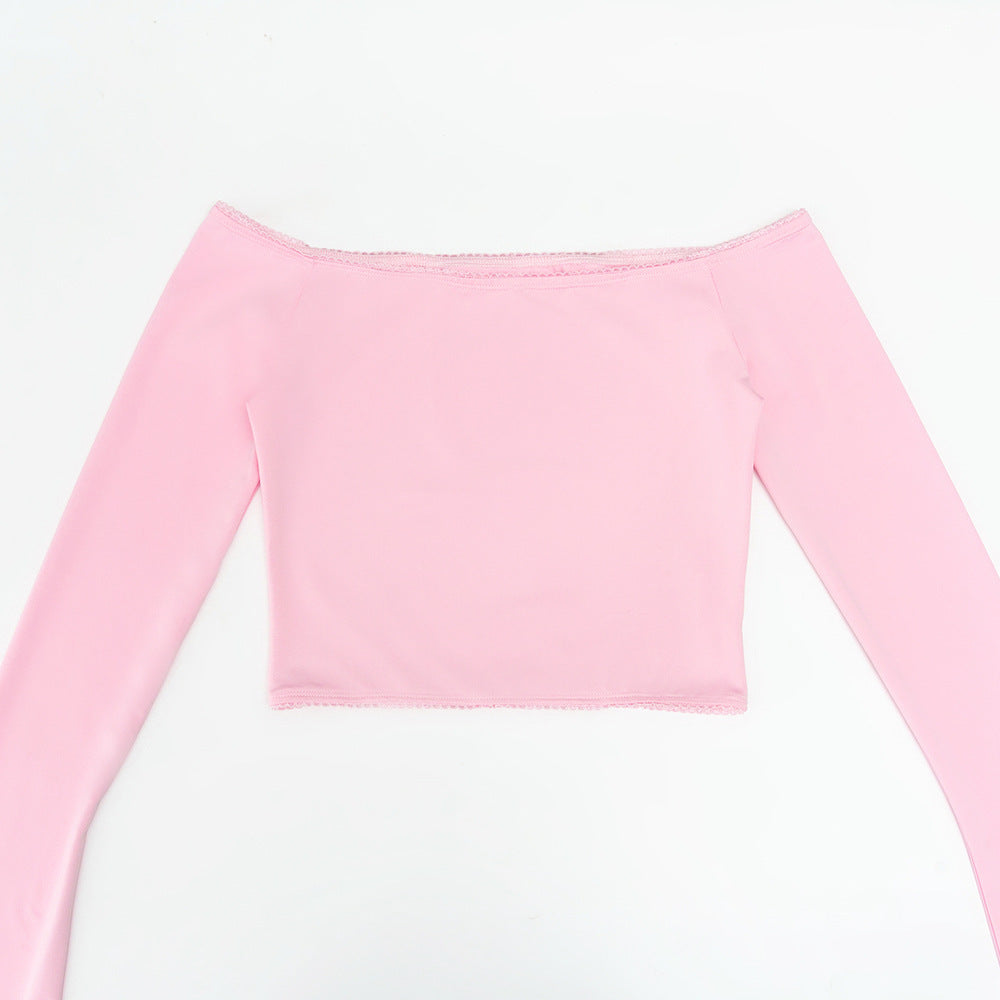 MB1322 Pink Long Sleeve Crop Top & Mermaid Maxi Skirt Set