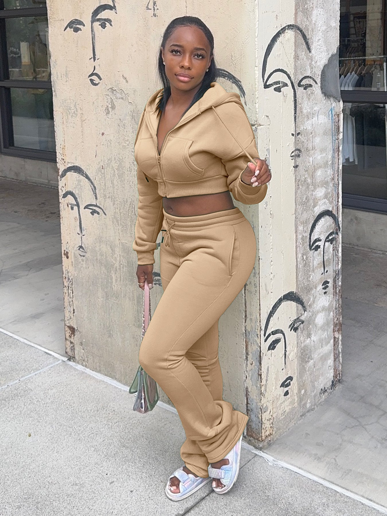 MB1712 Women's Winter Hoodie & Stacked Pants Two-Piece Set