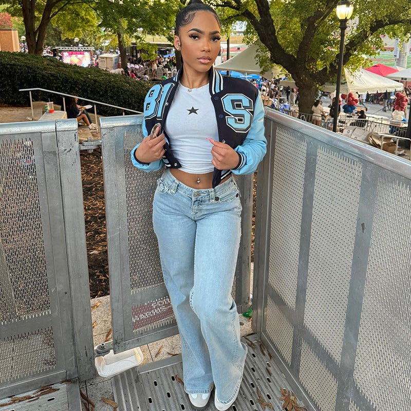 MB1123 Cropped Baseball Jacket