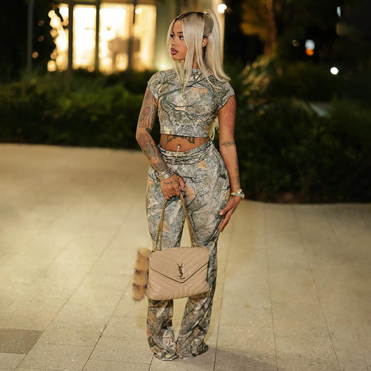 MB10112 2-Piece Outfit - Cropped Top & Flared Pants