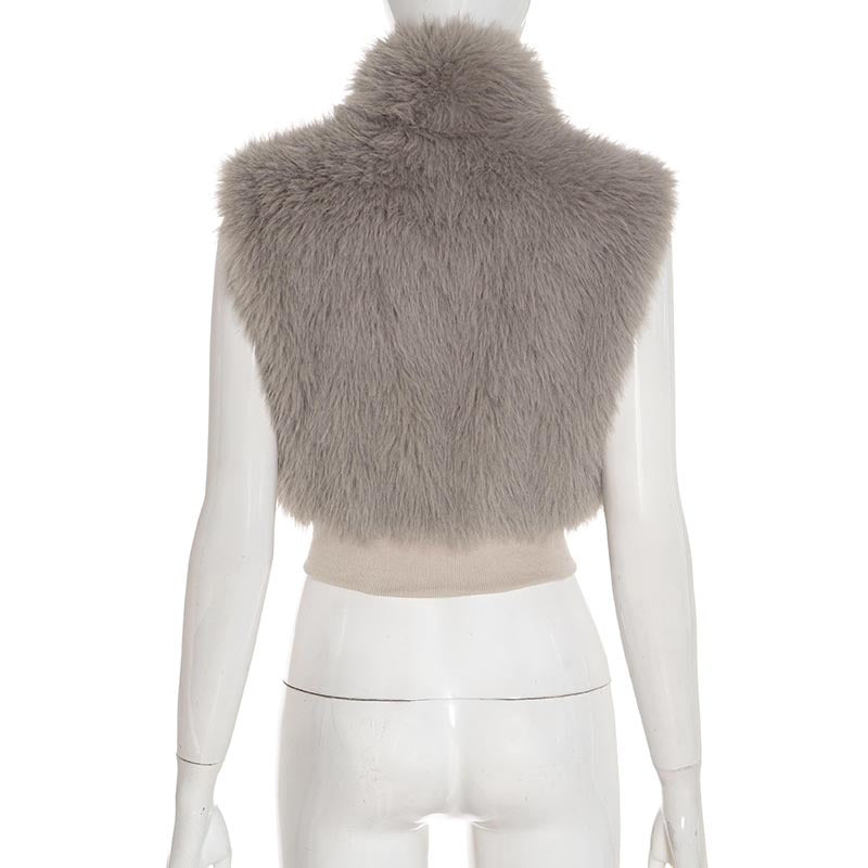 MB1064 Sleeveless Faux Fur Crop Top Women's Vest