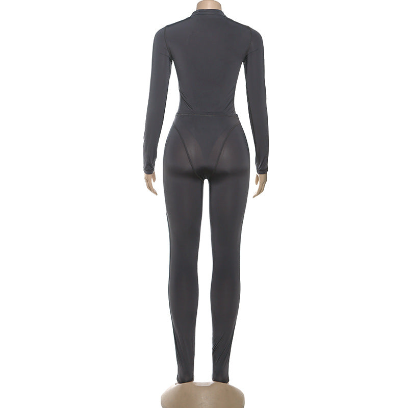 MB1804 Women's Sheer Bodysuit & High-Waist Leggings Two-Piece Outfit