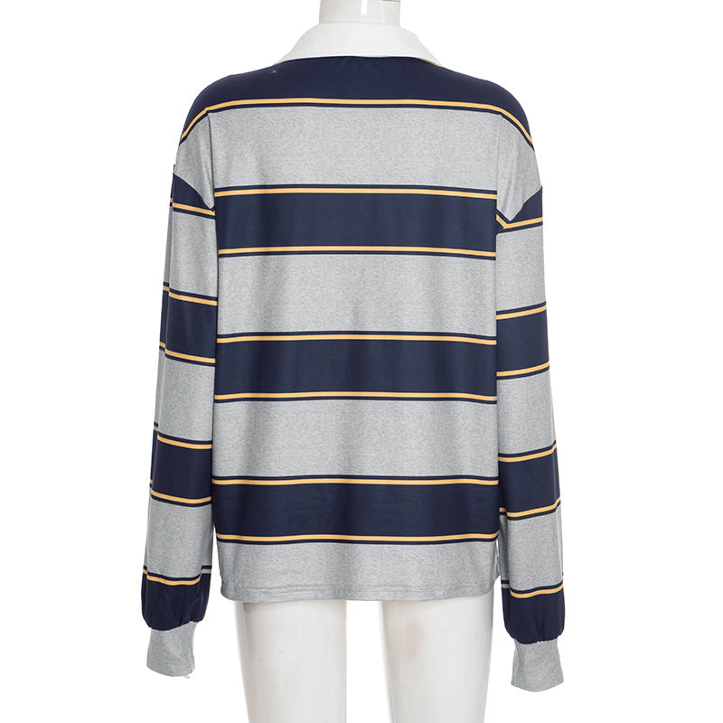 MB10100 Women's Oversized Striped Polo Shirt