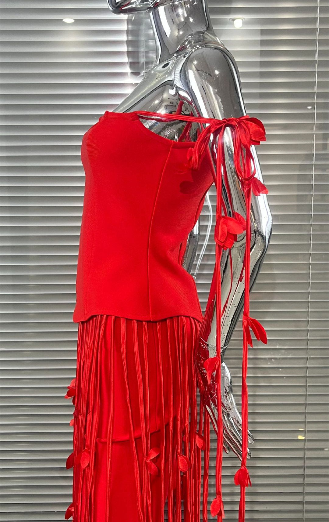 MB2107 Floral Fringe Tassel Bandage Mini Dress, Party Cocktail Gown