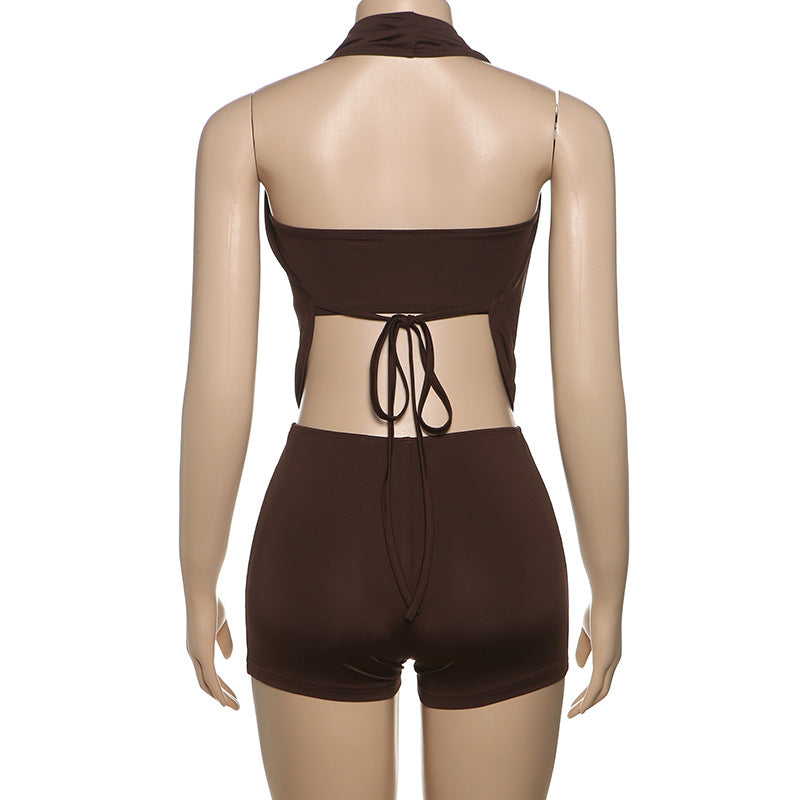 MB1503 Bodycon 2-Piece Set: Tube Top and Halter Romper