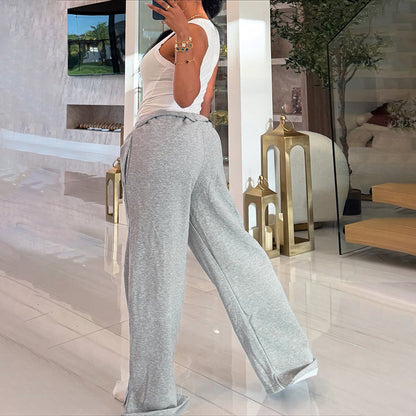 MB1039 Women's High Waist Drawstring Wide Leg Pants