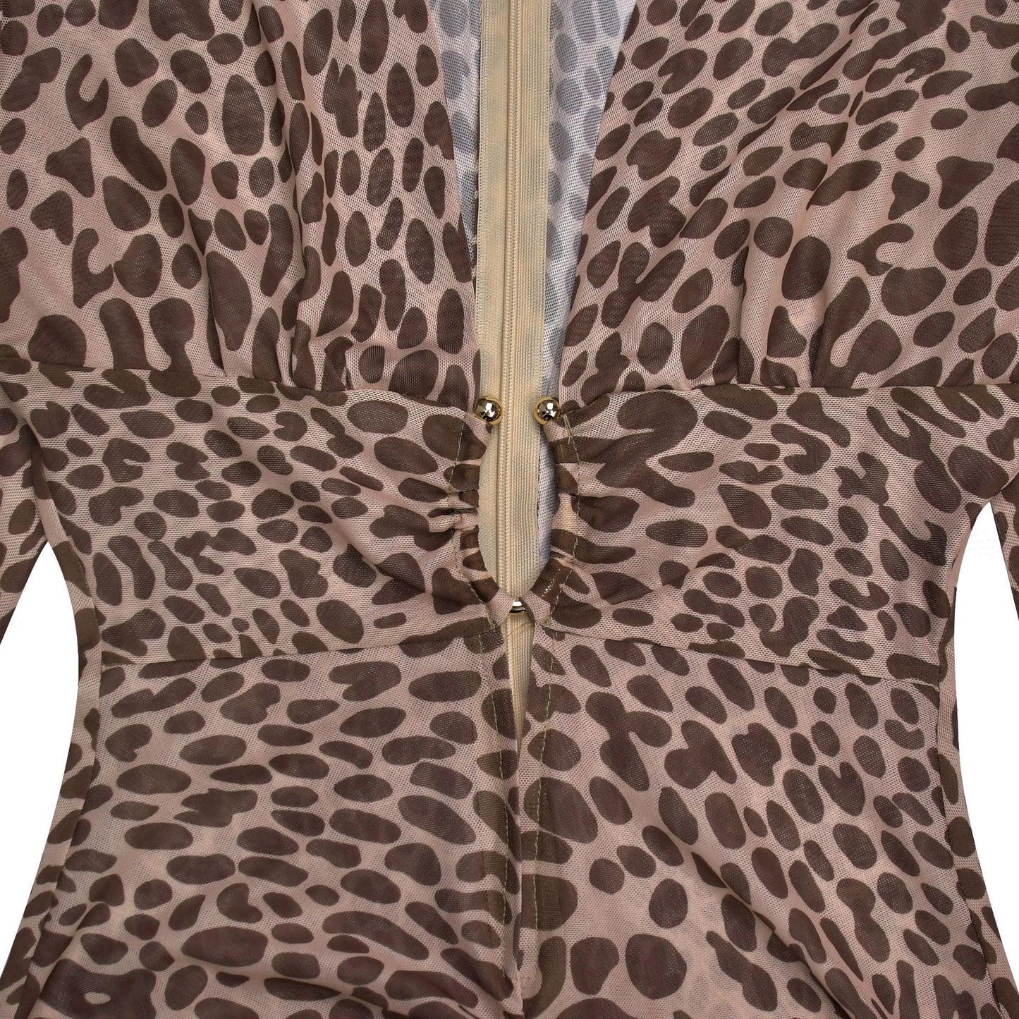 MB1602 Leopard Print Plunging V Side Slit Maxi Dress