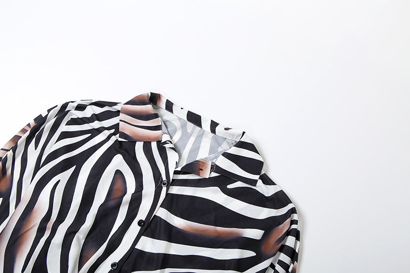 MB1142 Zebra Print Shirt Dress for Women