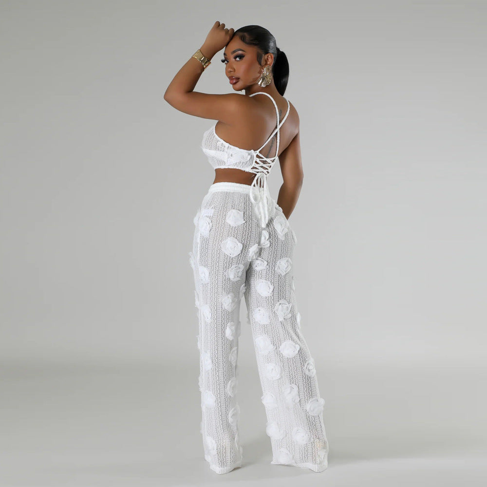 MB1214 Sheer 3D Rose Two Piece Set