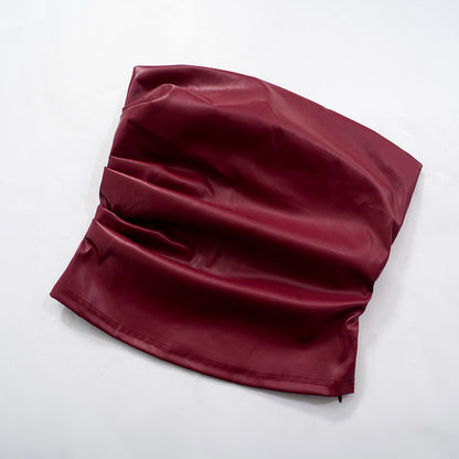 MB1005 Leather Strapless Tube Top for Women