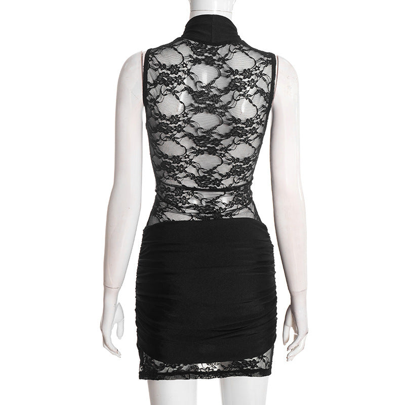 MB10150 Women's Lace Ruched Bodycon Mini Dress