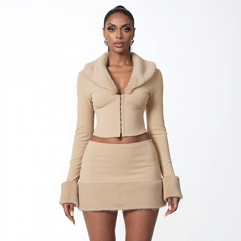 MB10102 Women's Faux Shearling Two-Piece Set