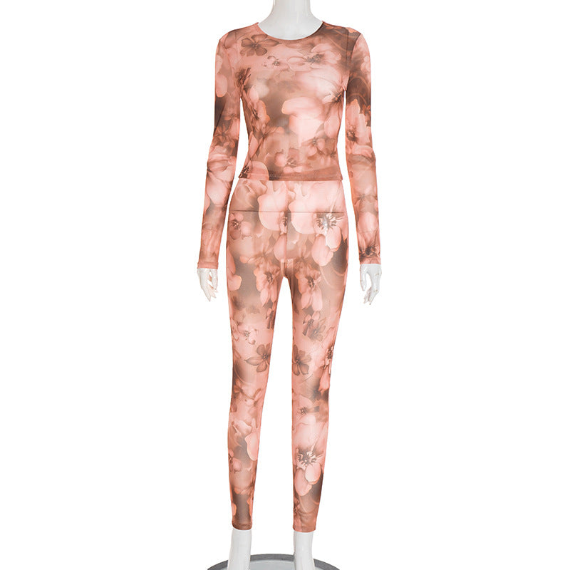 MB1046 Women's Floral Mesh Two-Piece Set