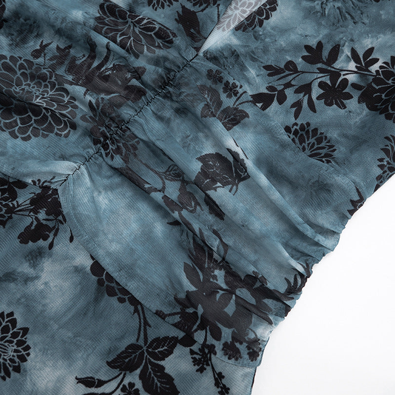 MB1084 Mesh Floral Print Mesh Dress for Women