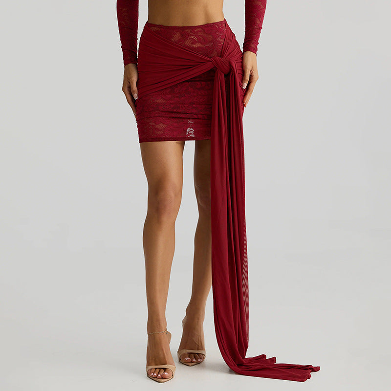 MB1081 Mesh Crop Top & Mini Skirt Set for Women