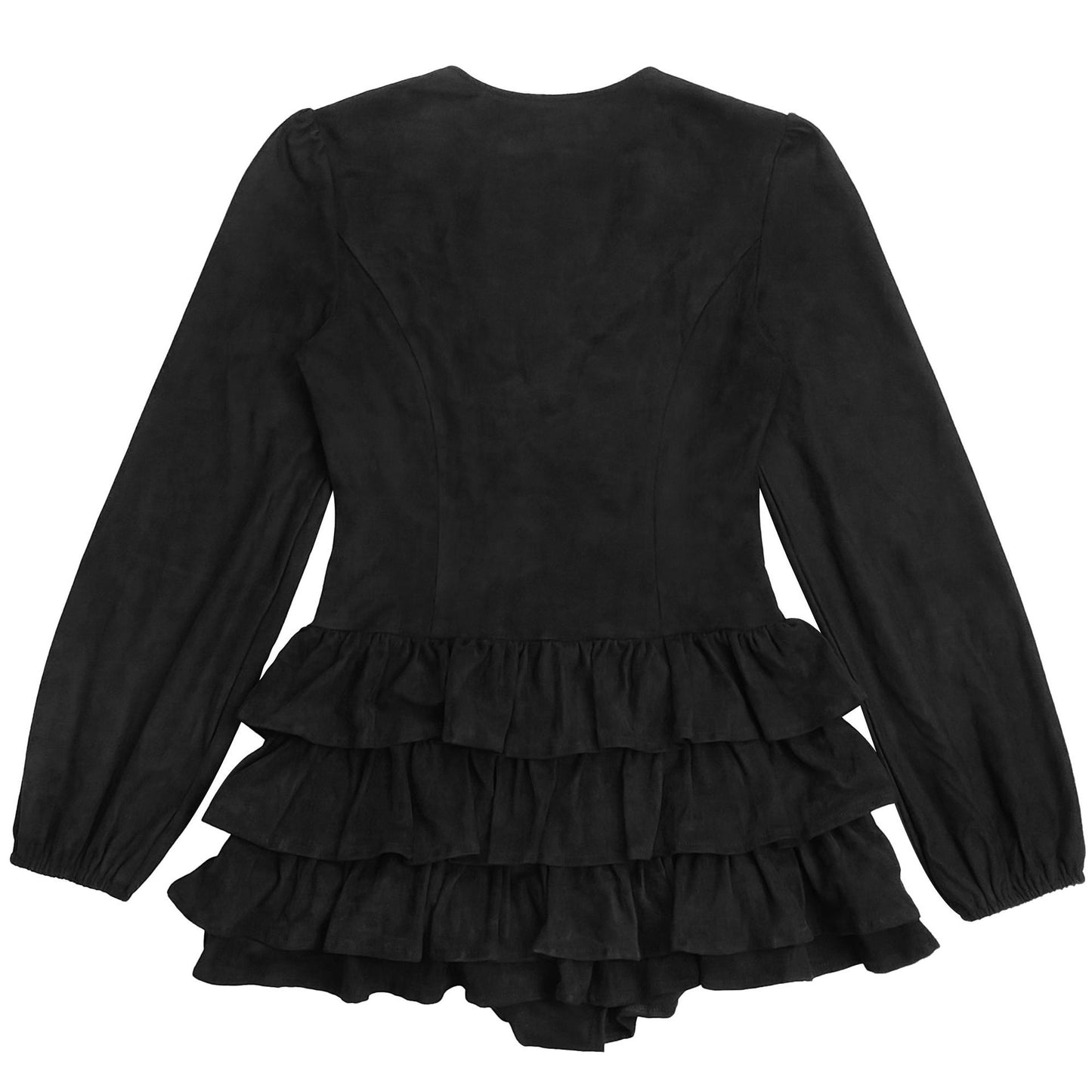 MB1610 Faux Suede Corset Mini Dress - Tiered Ruffle Party Dress