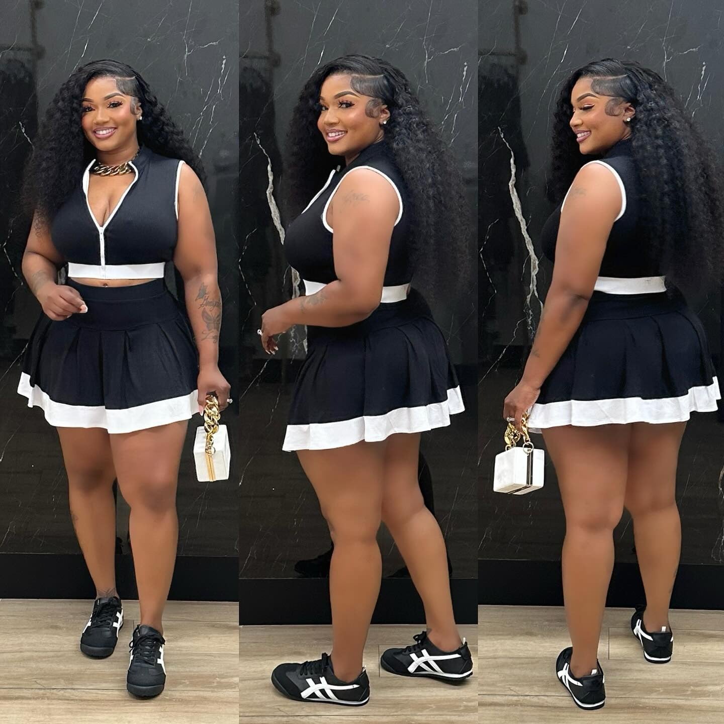 MB1201 Women's Ribbed Sleeveless Crop Top & Mini Skirt Set