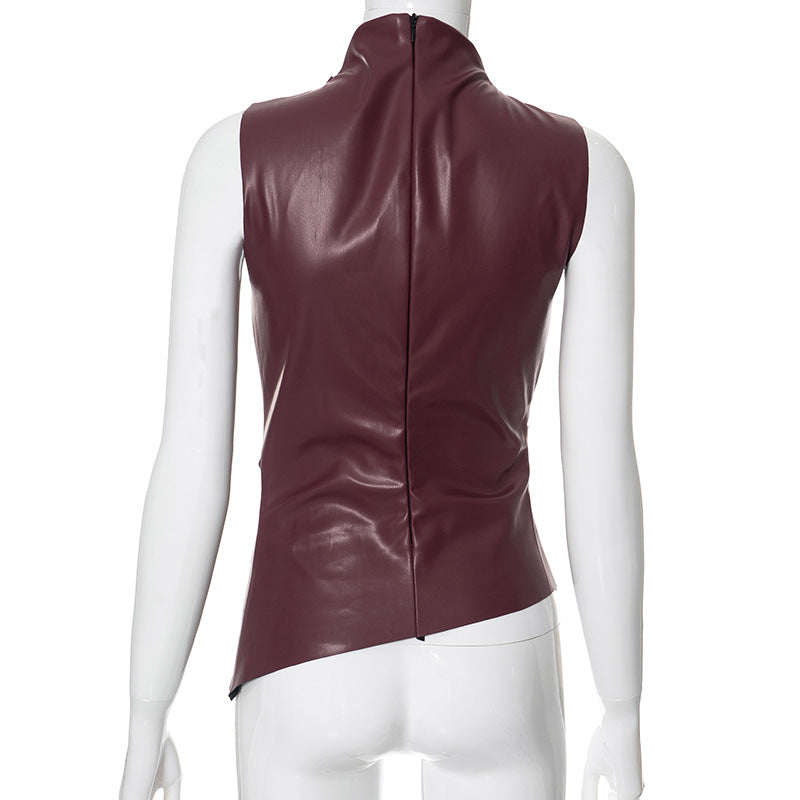 MB1006 PU Leather Sleeveless Top for Women
