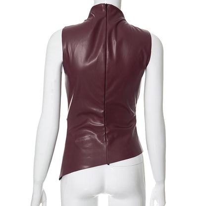 MB1006 PU Leather Sleeveless Top for Women