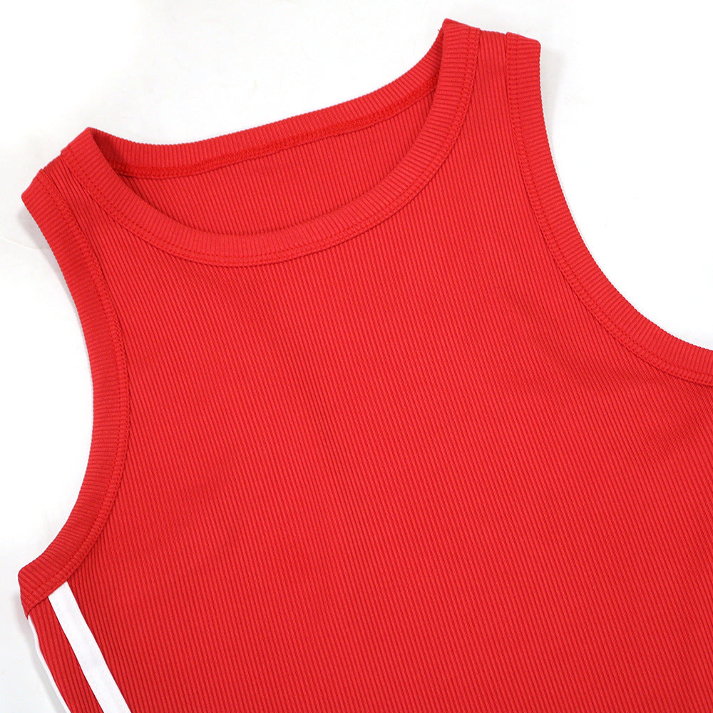 MB1204 Women's Sleeveless Crew Neck Pleated Mini Dress