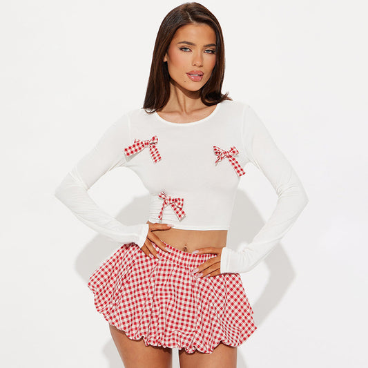 MB1033 Bubble Skirt Set with Crop Top