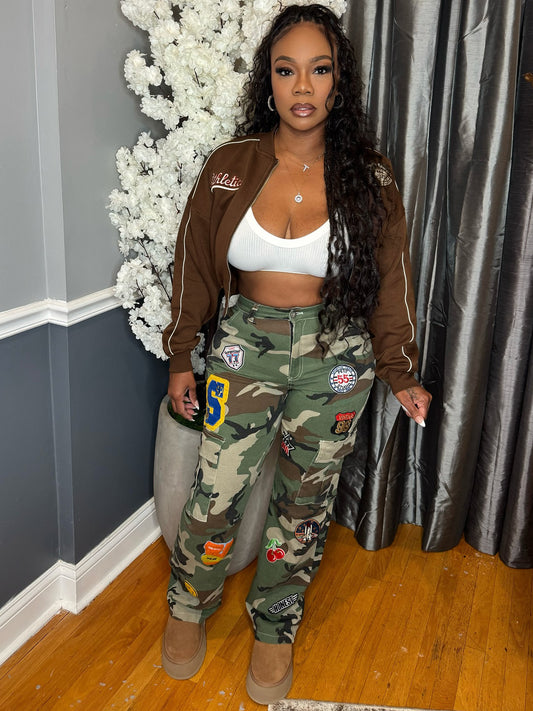 MB1706 Embroidered Cropped Baseball Jacket for Women