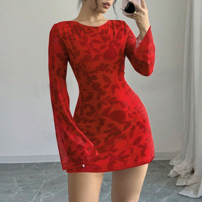 MB1307 Backless Short Red Dress