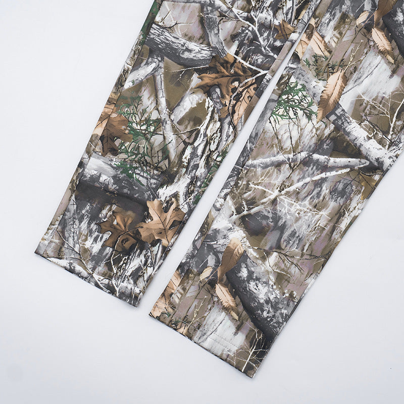 MB10125 Leaf Camo Print Two Piece Set - Crop Top & High Waist Pants