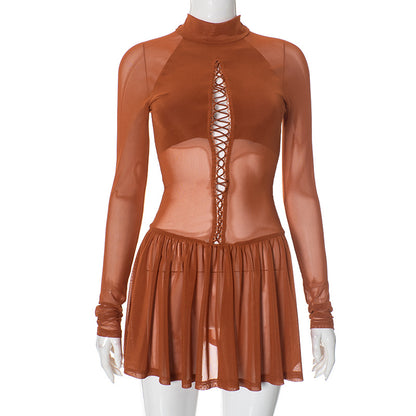 MB1019 Bodycon Party Dress with Flared Skirt for Women