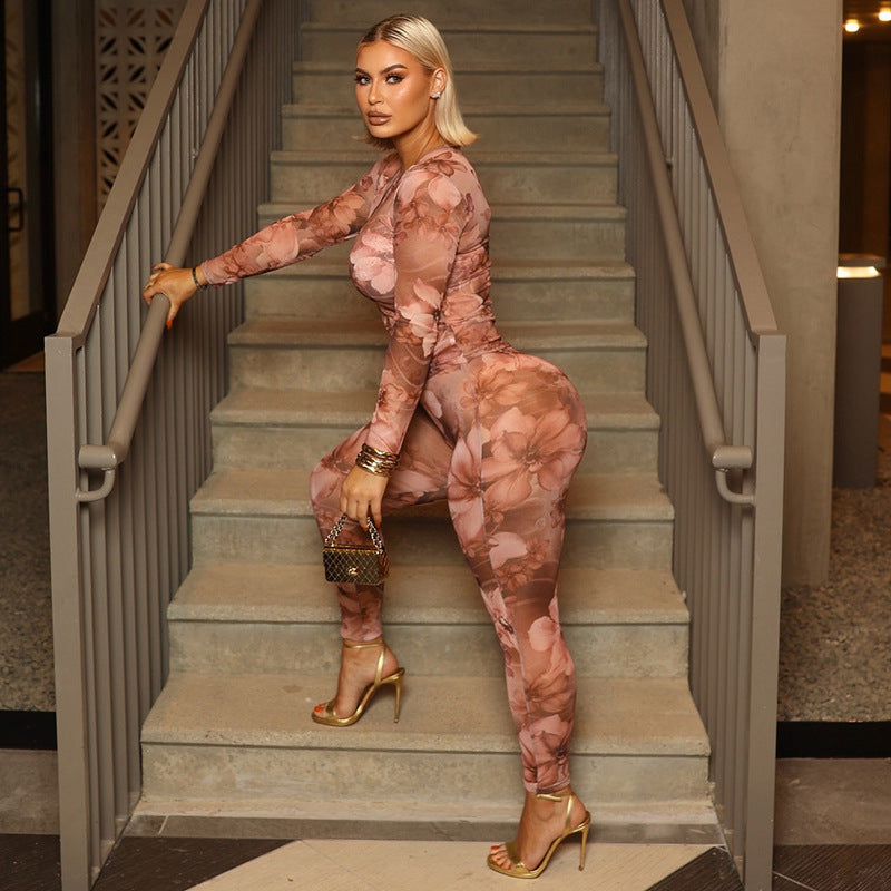 MB1046 Women's Floral Mesh Two-Piece Set