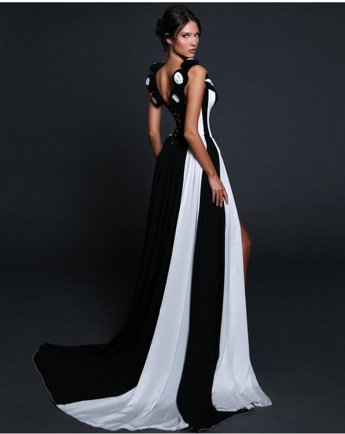 MB2106 Black White Striped Maxi Dress Party Vacation Gown