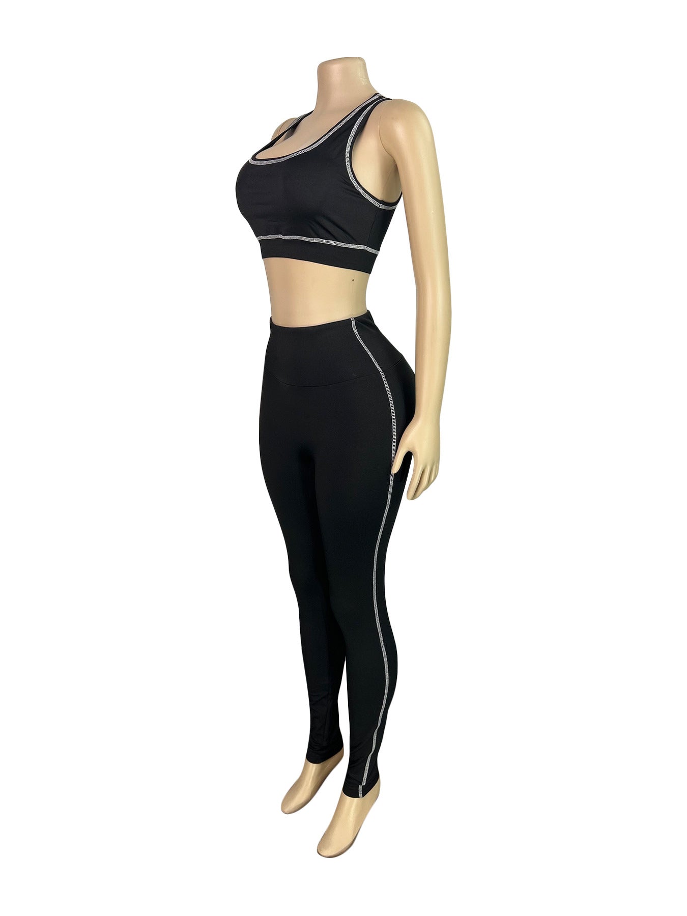 Women's 3-Piece Set: Racerback Crop Tank + Zip-Up Jacket + High-Waisted Leggings