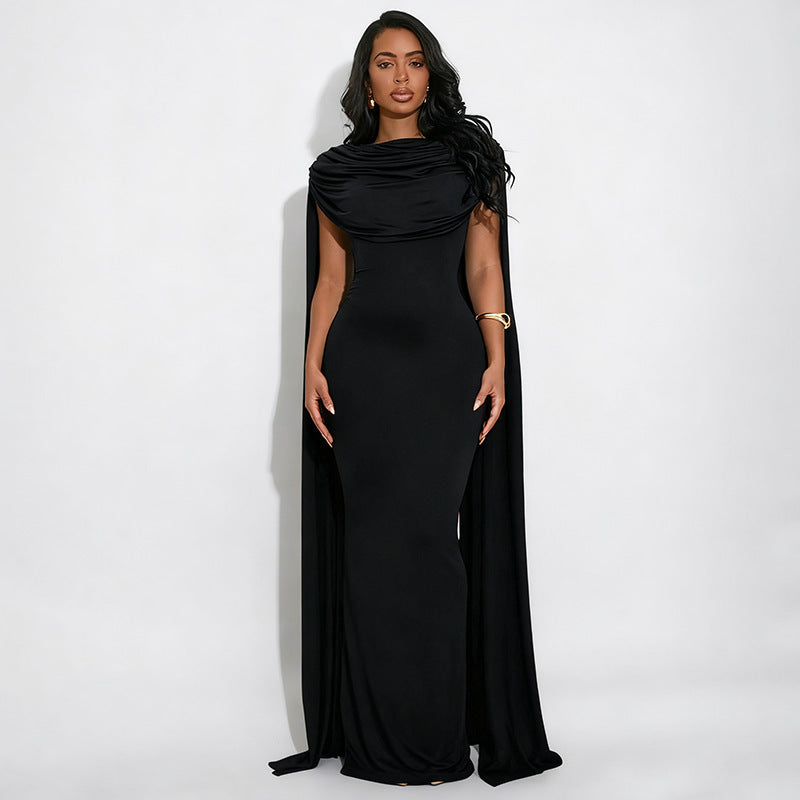 MB10111 Cape Sleeve Maxi Dress