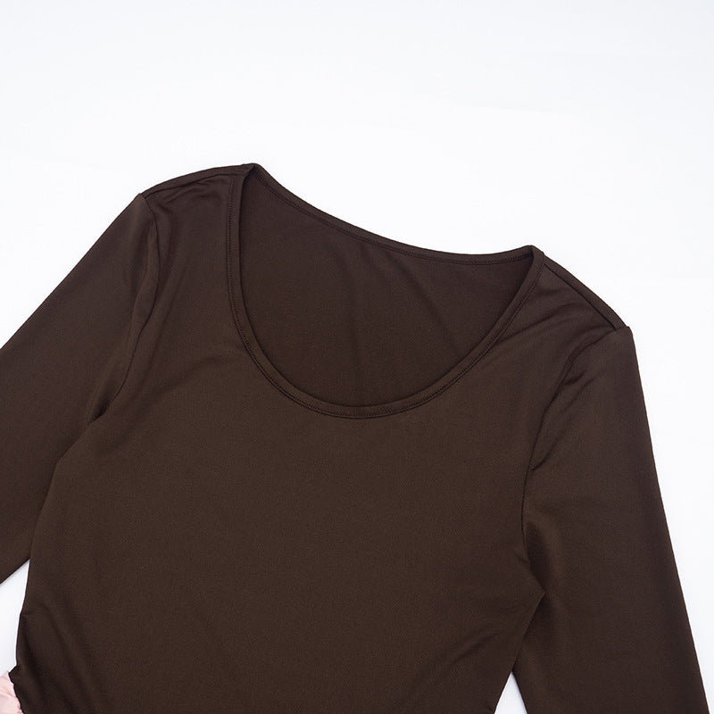 MB10120 Brown & Pink Color Block Maxi Dress for Women