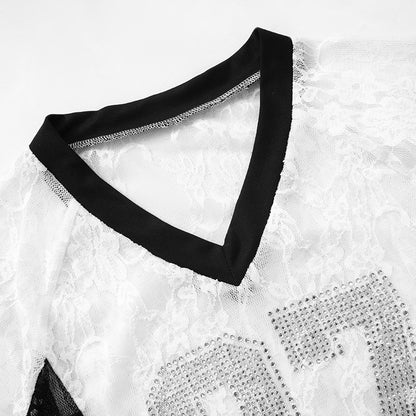 MB1003 Mesh Shirts for Women with Rhinestones
