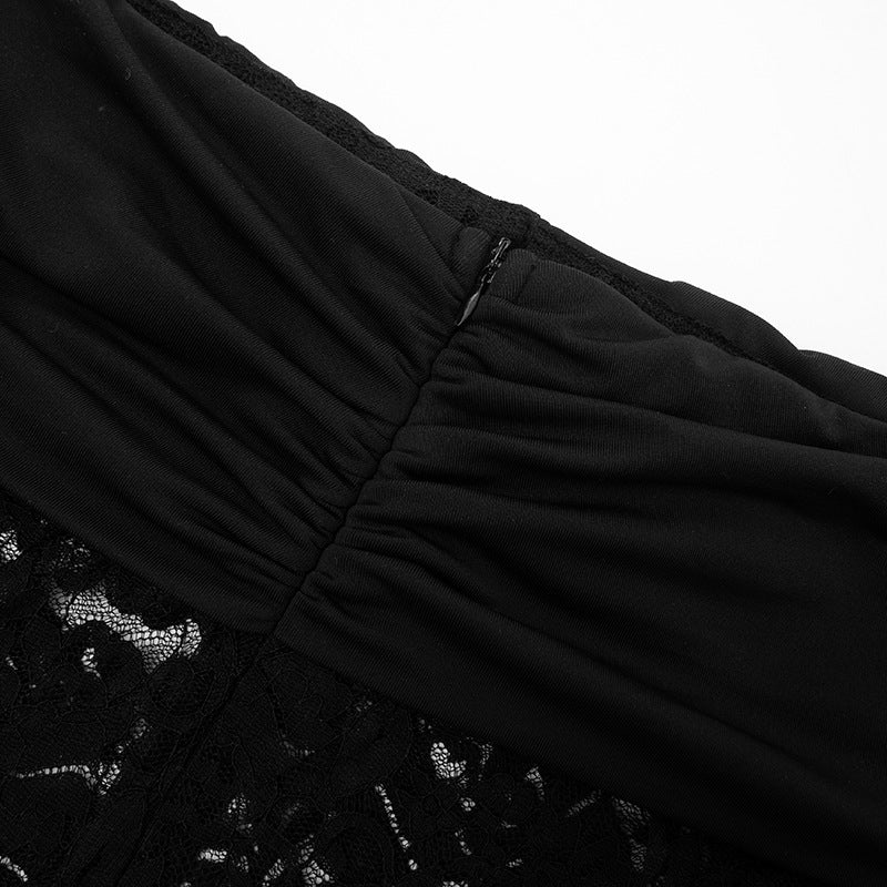 MB1420 Off-the-Shoulder Lace Flared Leg Jumpsuit for Women